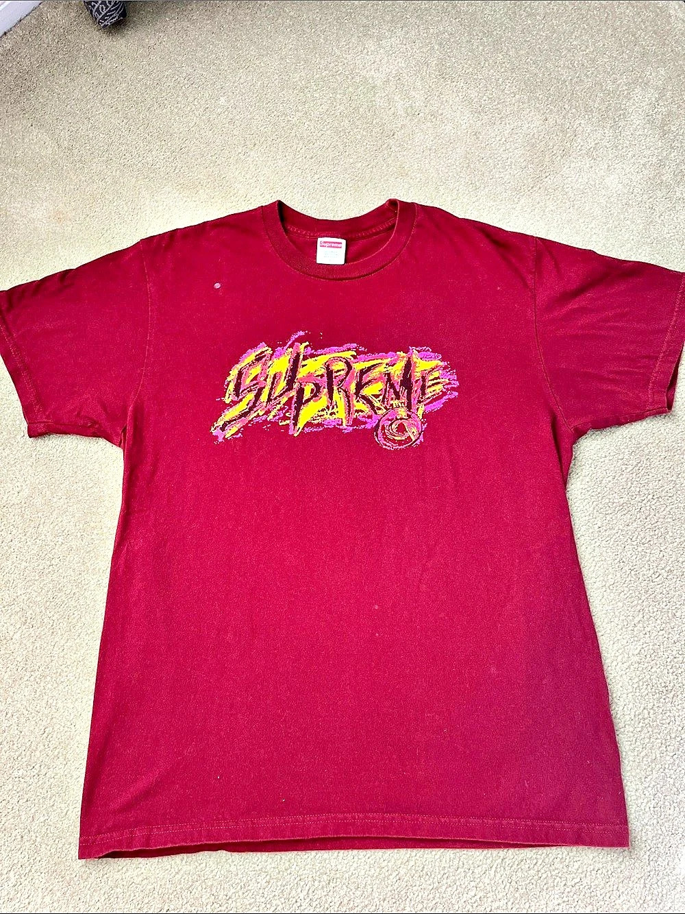 Supreme Surrender Tee Graphic Tee Burgundy Large